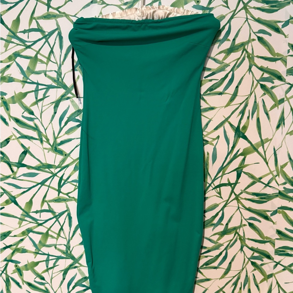 Vintage Elegant Green Strapless Dress